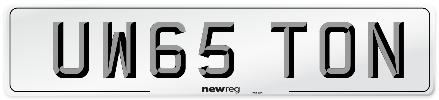 UW65 TON Number Plate from New Reg